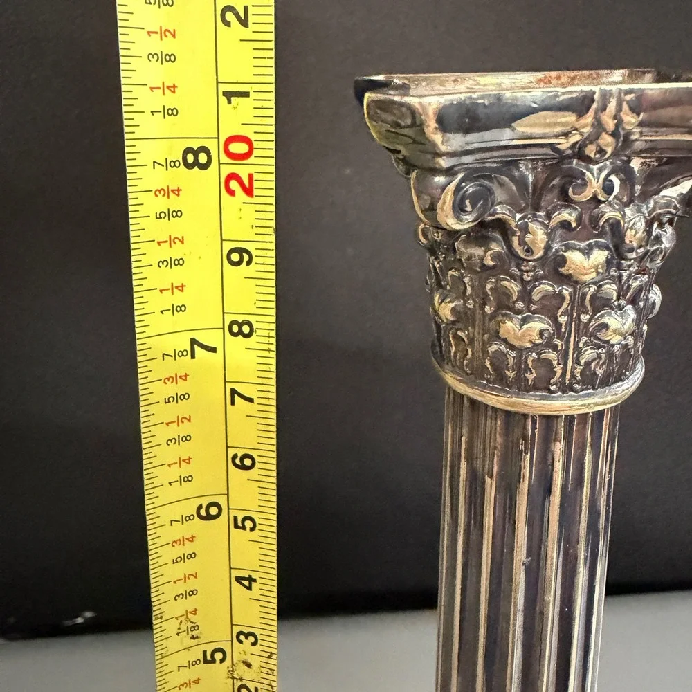 Gorham Silver Plate Corinthian Column Candlesticks Set of 3 Vintage 0138 Patina
